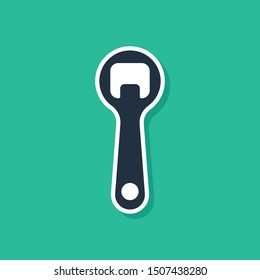 Blue Bottle opener icon isolated on green background.  Vector Illustration