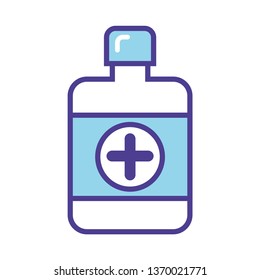 Blue bottle with pills   icon vector illustration  isolated on white background
