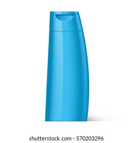 Blue Bottle Plastic Shampoo Packaging Isolated at White Background