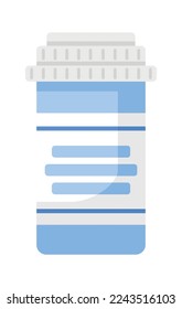 Blue bottle semi flat color vector object. Editable items. Full size element on white. Medicines and vitamins. Drugs simple cartoon style illustration for web graphic design and animation