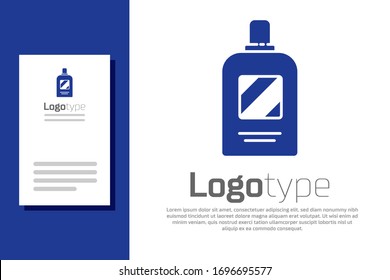 Blue Bottle of shampoo icon isolated on white background. Logo design template element. Vector Illustration