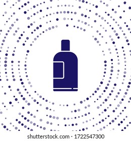 Blue Bottle of shampoo icon isolated on white background. Abstract circle random dots. Vector Illustration