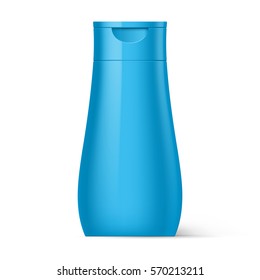 Blue Bottle of Shampoo Packaging Isolated on White Background