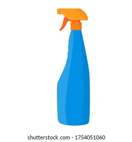 Botella azul con bomba naranja limpiadora para todos los fines. Soluciones de limpieza domésticas para superficies muebles de cocina de baño