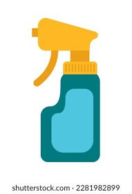 Blue bottle spray icon on hygiene label isolated