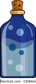 blue bottle vector illustration. Concept for web design, print, logo 