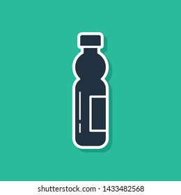 Blue Bottle of water icon isolated on green background. Soda aqua drink sign.  Vector Illustration