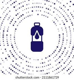 Blue Bottle of water icon isolated on white background. Soda aqua drink sign. Abstract circle random dots. Vector