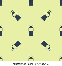 Blue Bottle of water icon isolated seamless pattern on yellow background. Soda aqua drink sign.  Vector