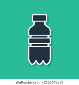 Blue Bottle of water icon isolated on green background. Soda aqua drink sign.  Vector