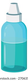 Um frasco azul com uma tampa branca