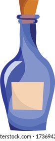 Blue bottle with white label