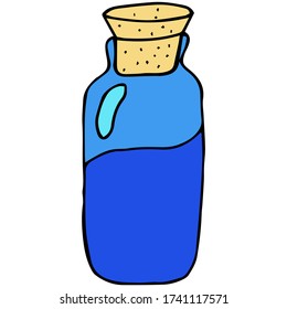 Blaue Flasche mit einem Hexenzaubertrank