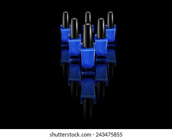 Blue bottles of nail polish