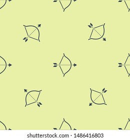 Blue Bow and arrow icon isolated seamless pattern on white background. Cupid symbol. Love sign. Valentines day concept.  Vector Illustration