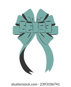 Concepto de arco azul. Decoración para cajas de regalo y regalo. Festividades y festivales. Moda, tendencia y estilo. Etiqueta de los medios sociales. Dibujo vectorial plano de dibujos animados aislado en fondo blanco