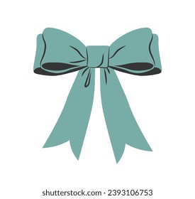 Blue bow concept. Decor for gift boxes and present. Holiday and festival. Beauty, aesthetics and elegance. Poster or banner. Cartoon flat vector illustration isolated on white background