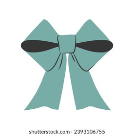 Blue bow concept. Decor for gift boxes and present. Holiday and festival. Beauty, aesthetics and elegance. Template and layout. Cartoon flat vector illustration isolated on white background