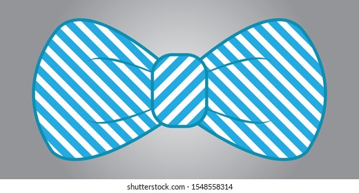 Blue bow flat design isolated on gray background,bow  for business and design. Design elements