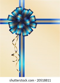 blue bow with gold stripes