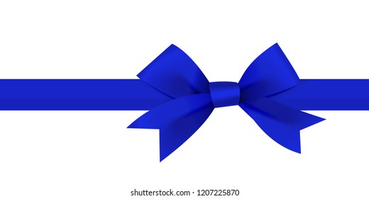 Blue bow with horizontal red ribbon. Vector template bow for page decor isolated on white background