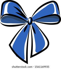 Blue bow, illustration, vector on white background.