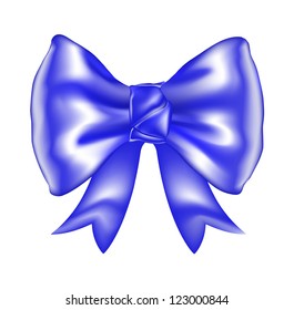 Blue bow isolated on white. Vector illustration