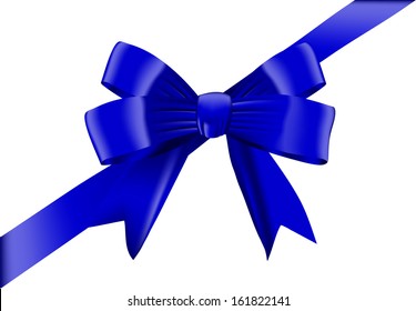 Blue bow isolated on white background. Vector illustration
