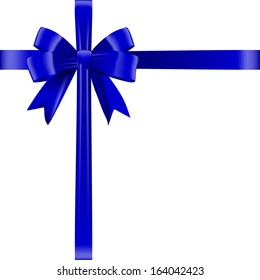 Blue bow isolated on white background