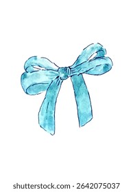 blue bow isolated on white background	
