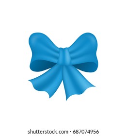 Blue bow isolated on white background. Vector illustration.