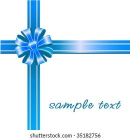 Blue bow on white background