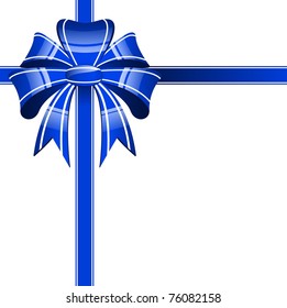 blue bow on a white background - vector illustration