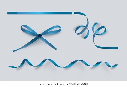 blue bow realistic vector illusration for holidays