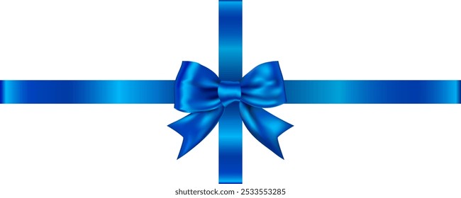 Blue bow and blue ribbon for Christmas gift, Valentine's Day, birthday, Valentine's Day.