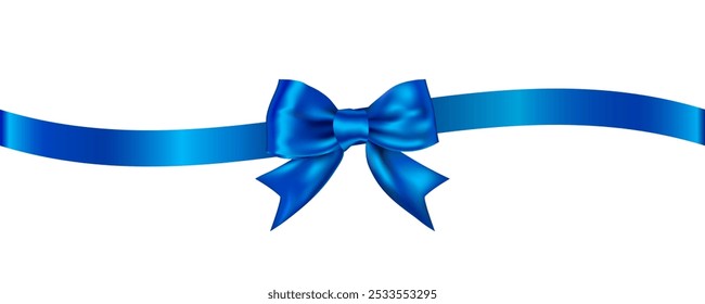 Blue bow and blue ribbon for Christmas gift, Valentine's Day, birthday, Valentine's Day.