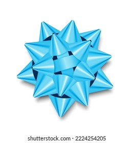 Blue bow from ribbon Christmas and happy new year symbol