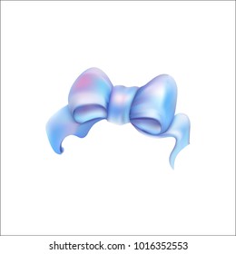 blue bow ribbon gift 3d vector illustration
