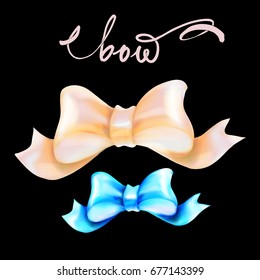 blue bow ribbon gift 3d vector illustration
