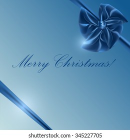blue bow with ribbon gift box, vector