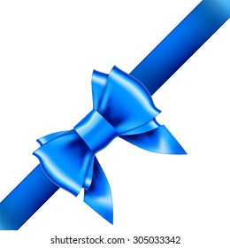 blue bow ribbon gift vector