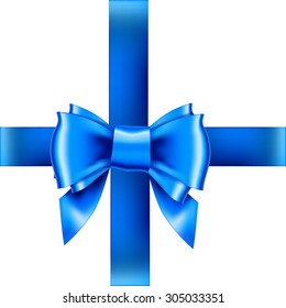 blue bow ribbon gift vector