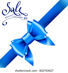 blue bow ribbon gift vector sale Lettering