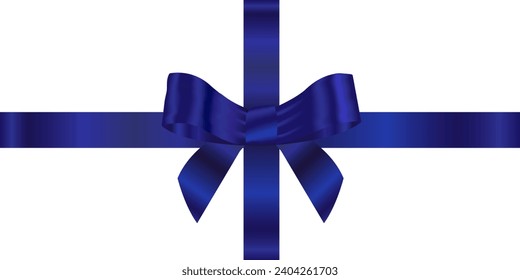 Arco azul y cinta azul con sombra realista para decorar tarjetas, cajas de regalo, tarjetas de felicitación.