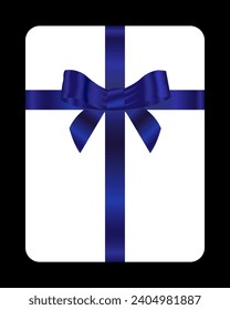 Blue bow and blue ribbon with realistic shadow for decorating cards, gift boxes, greeting cards.