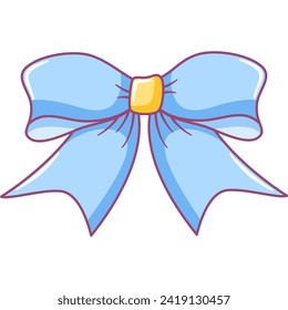 Blue Bow Ribbon Vector Illustration for Gift