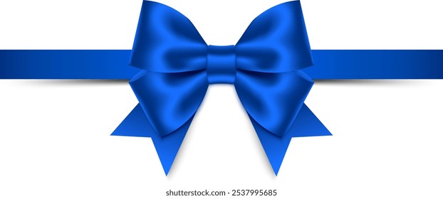 Blue bow with ribbon. Vector illustration.