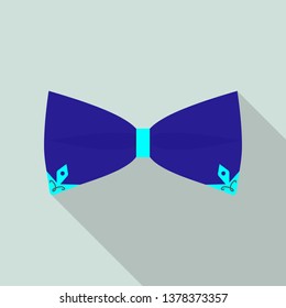 Blue bow tie icon. Flat illustration of blue bow tie vector icon for web design