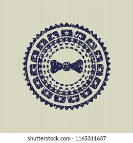 Blue bow tie icon inside grunge seal