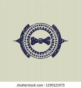 Blue bow tie icon inside rubber grunge stamp